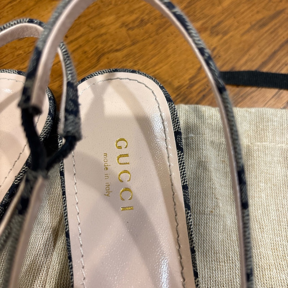 Gucci Women's GG Canvas Navy Slingback Flats - Picture 7 of 13